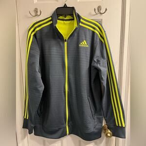[JUST IN] ✨ Adidas Climalite Grey & Neon Yellow Full Zip Track Jacket Large
